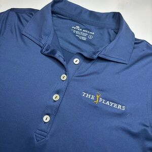 Peter Millar Players Championship Crown Sport Golf Polo Navy Stretch- Size S